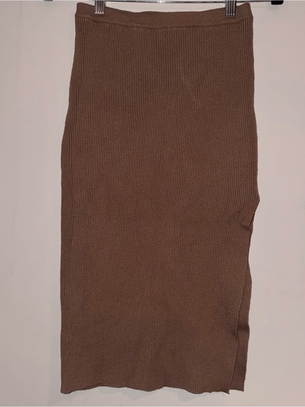 Lulu's Brown Ribbed Midi Pencil Skirt